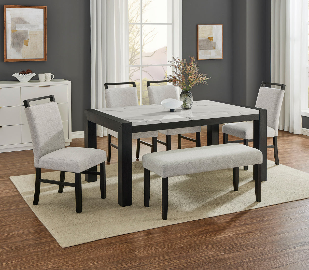 Jules Faux Marble Dining Set