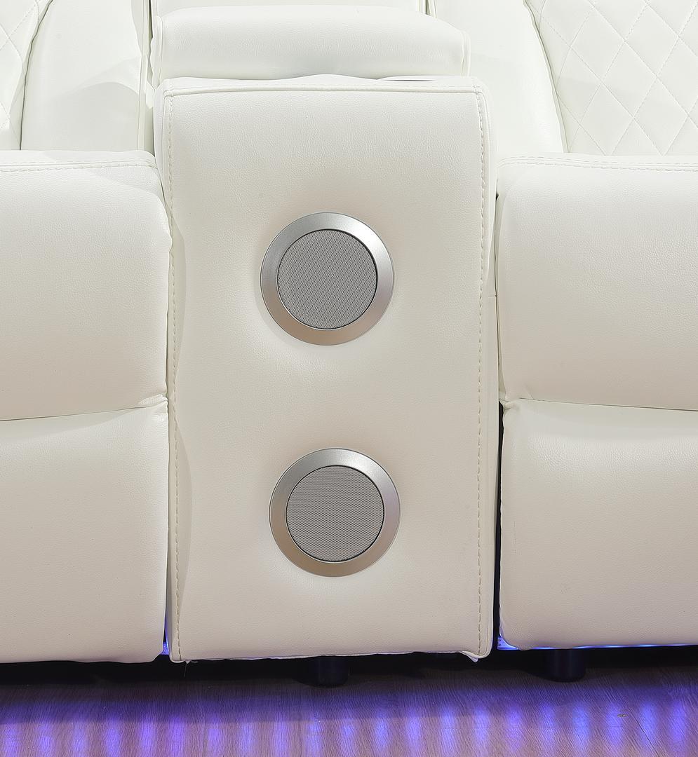 Jax White 3 PC Reclining Sectional w/ LED & Speakers
