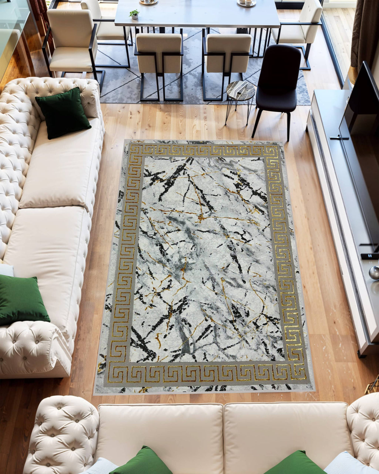 Marble Area Rug 1042 Light Gold