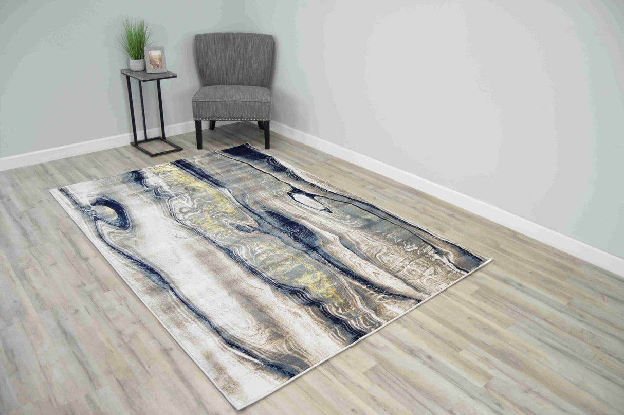 Luxury Area Rug 1135 Navy-Beige