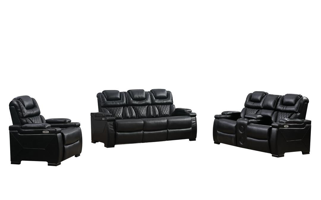 Braden Black 3 PC Sofa, Loveseat, Chair