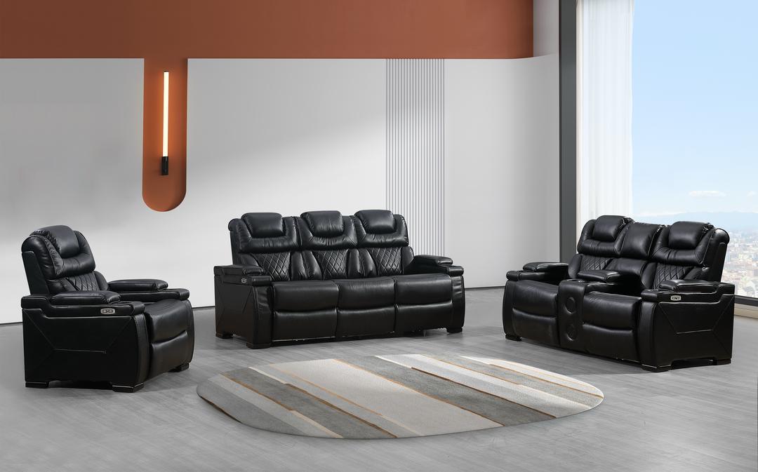 Braden Black 3 PC Sofa, Loveseat, Chair