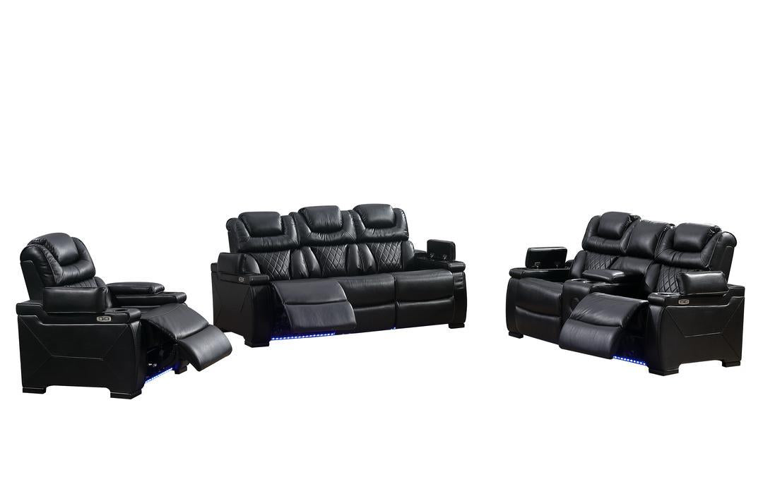 Braden Black 3 PC Sofa, Loveseat, Chair