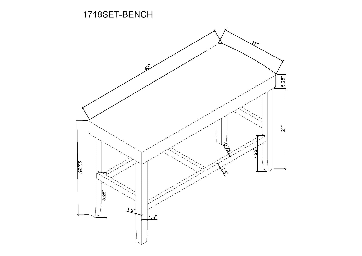 MARBEL COUNTER HEIGHT BENCH DOVE