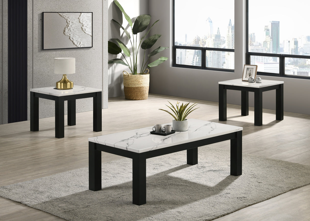 Ivy 3-Piece Cocktail Set Faux Marble White