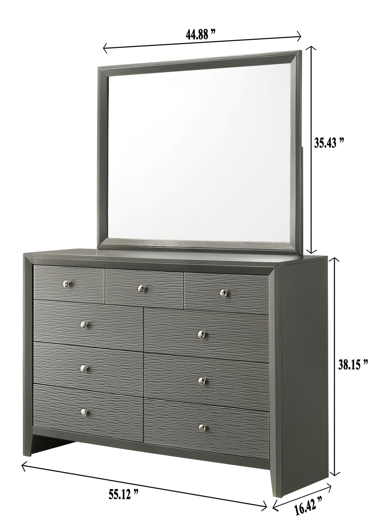 Denker Gunmetal Bedroom Group dresser and mirror