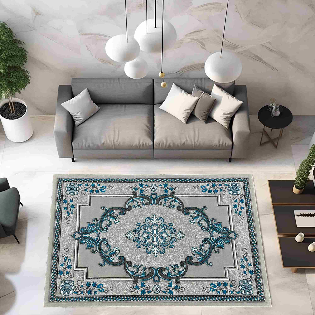 Glamour Design-206 Grey-Turquoise