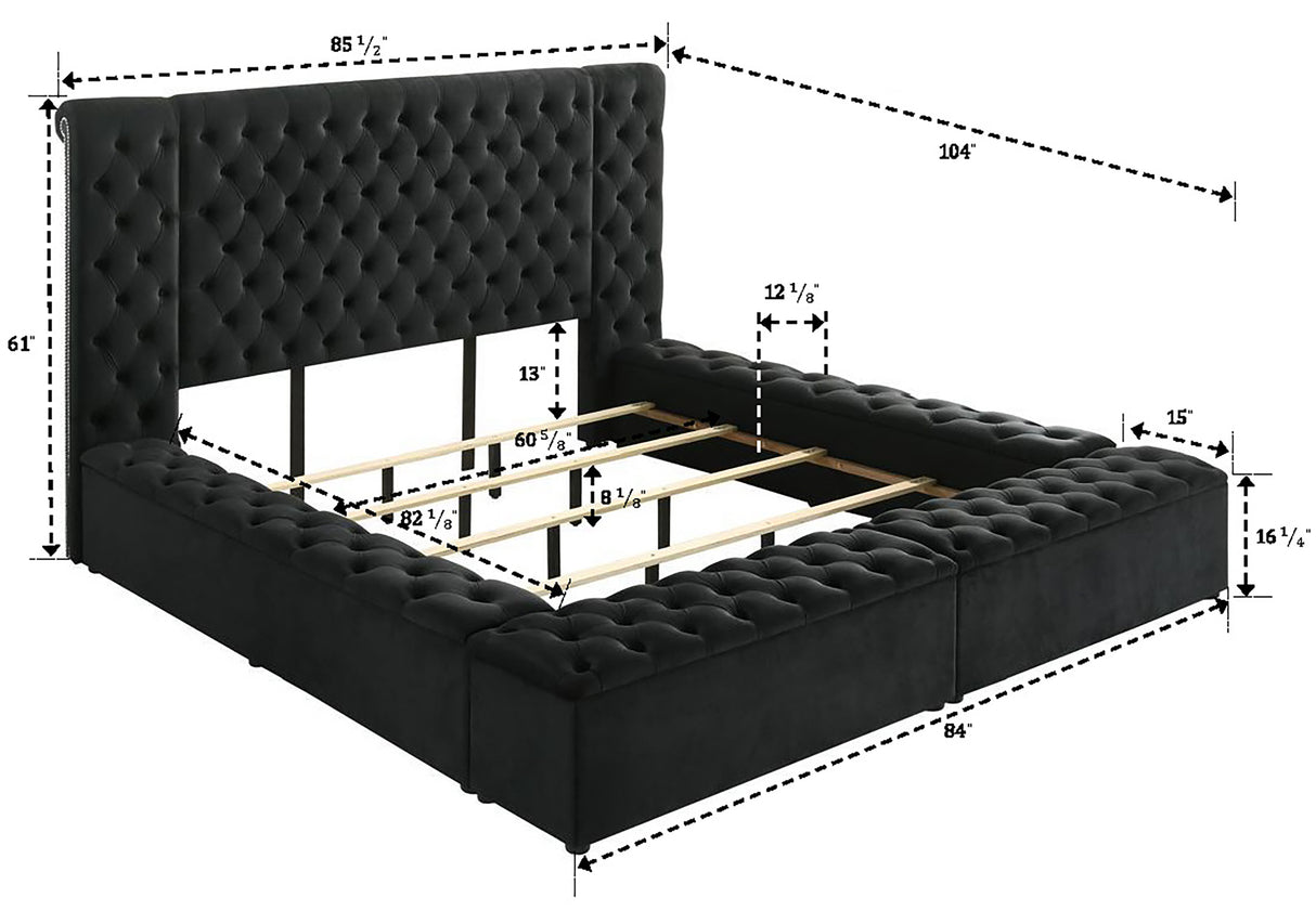 Liliana Black Bed Frame Queen bed