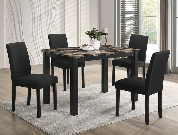 Resia Dining Set Gold Black