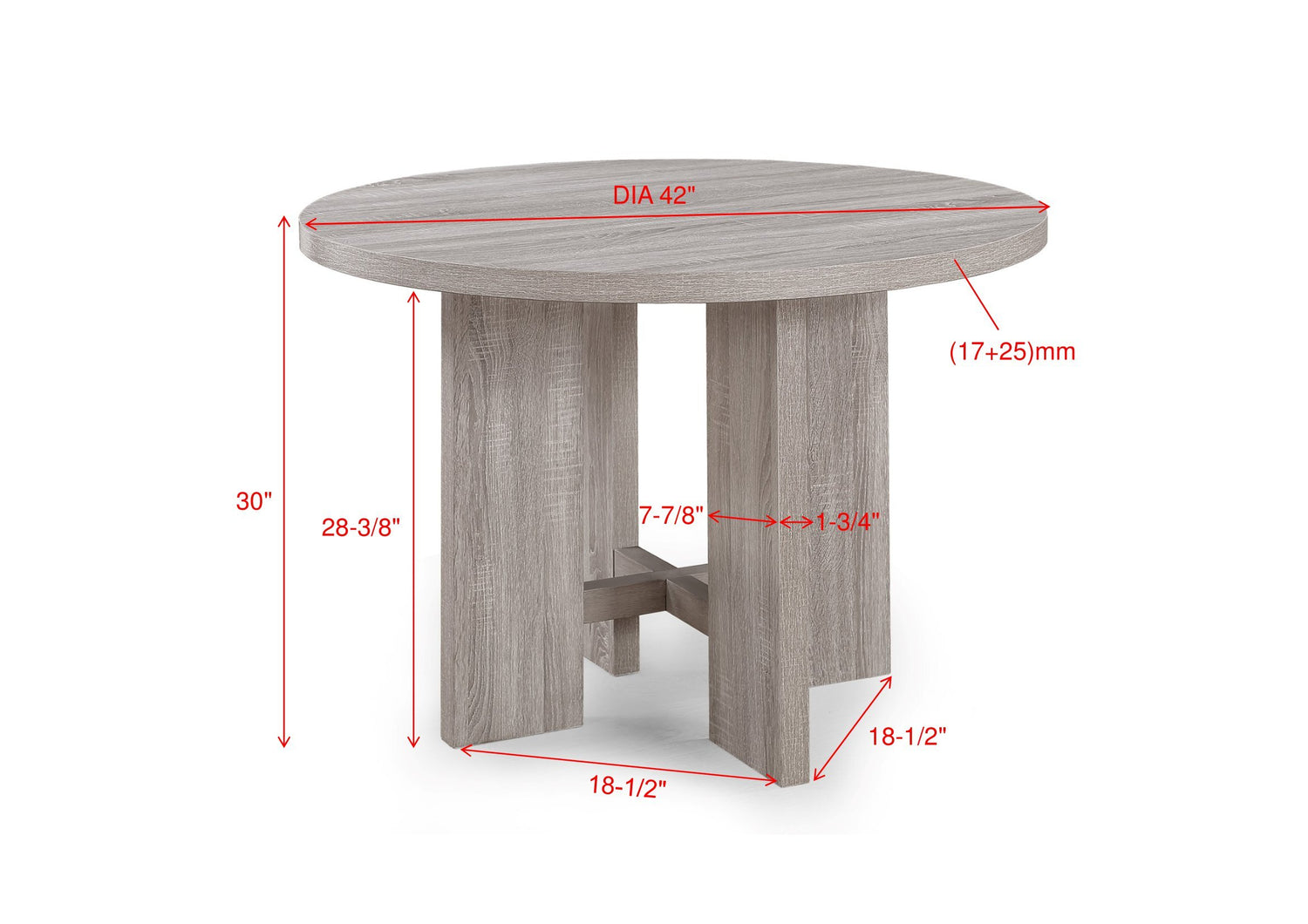 AMARA 5-PK RD DINING SET DRIFT WOOD