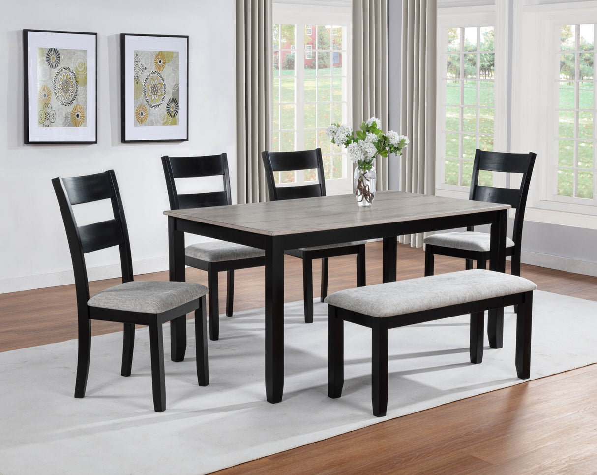 LESTER 6-PK DINING W/BENCH L.GREY