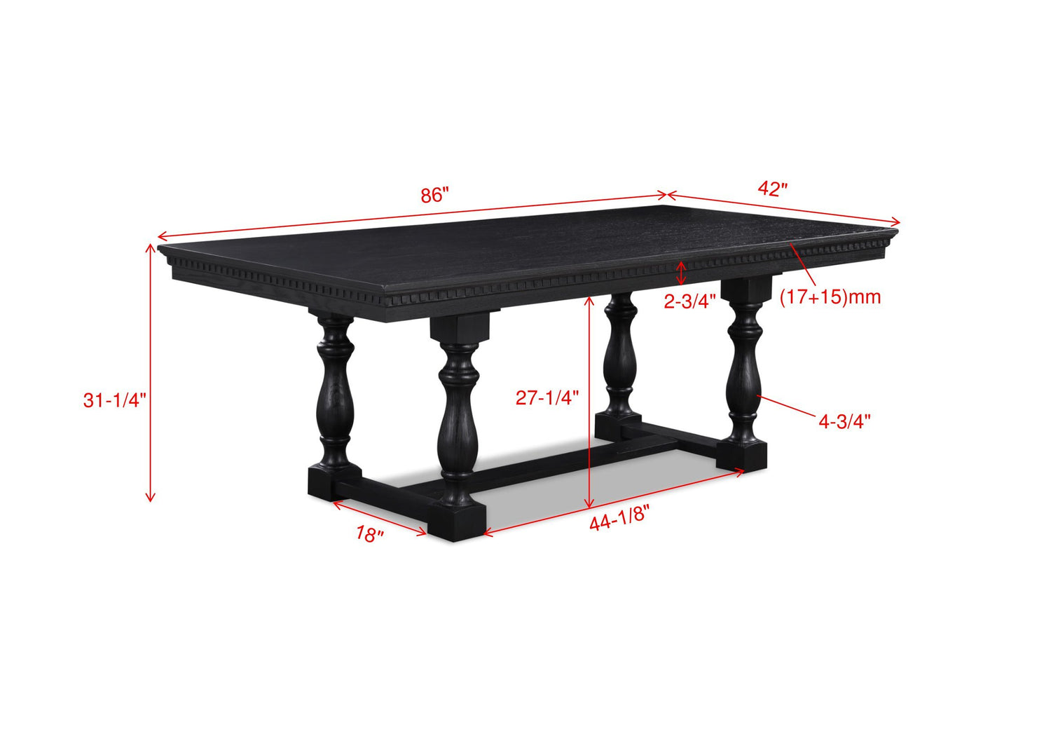 Regent Charcoal Dining Table