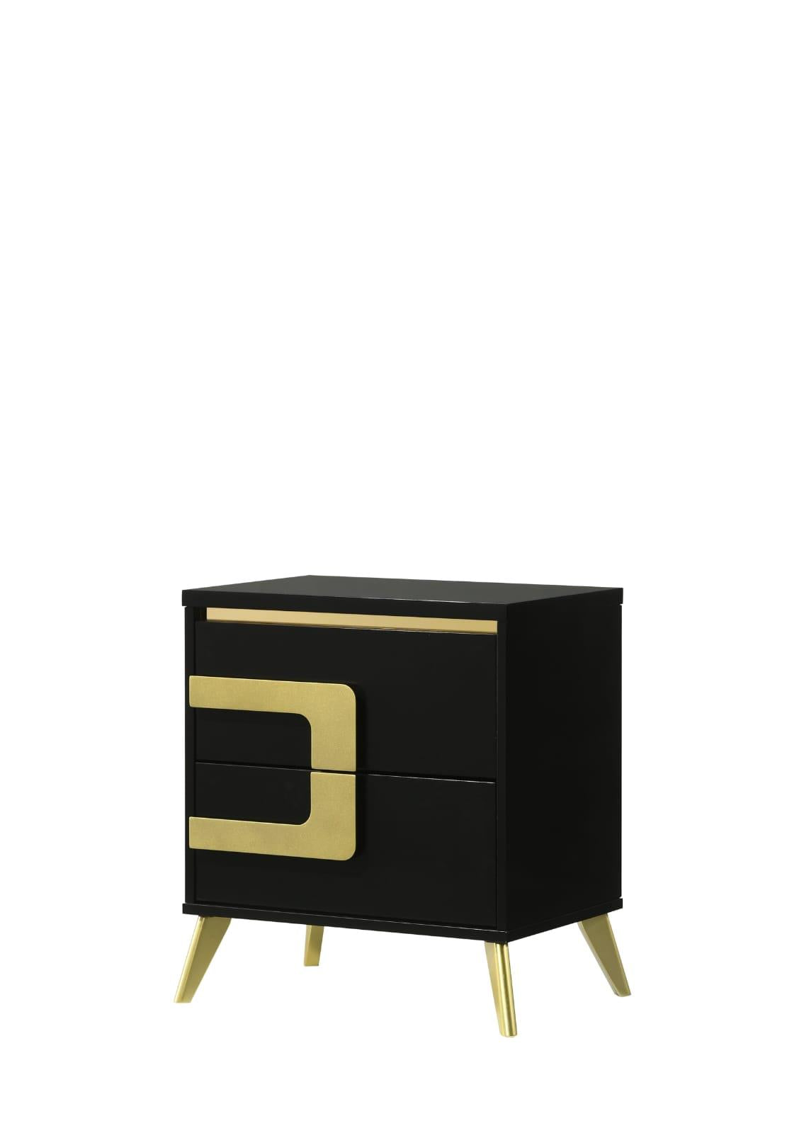Aurora Black/Gold 4-Piece (Queen Bed, Dresser, Mirror, Nightstand)
