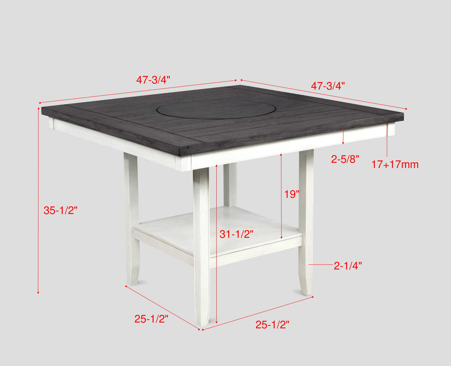 FULTON COUNTER HT. TABLE CHALK GREY