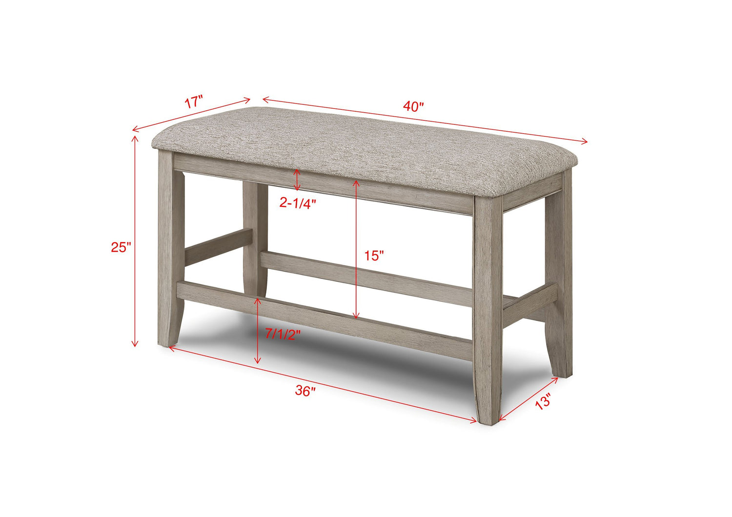 FULTON COUNTER HT BENCH WHITE OAK