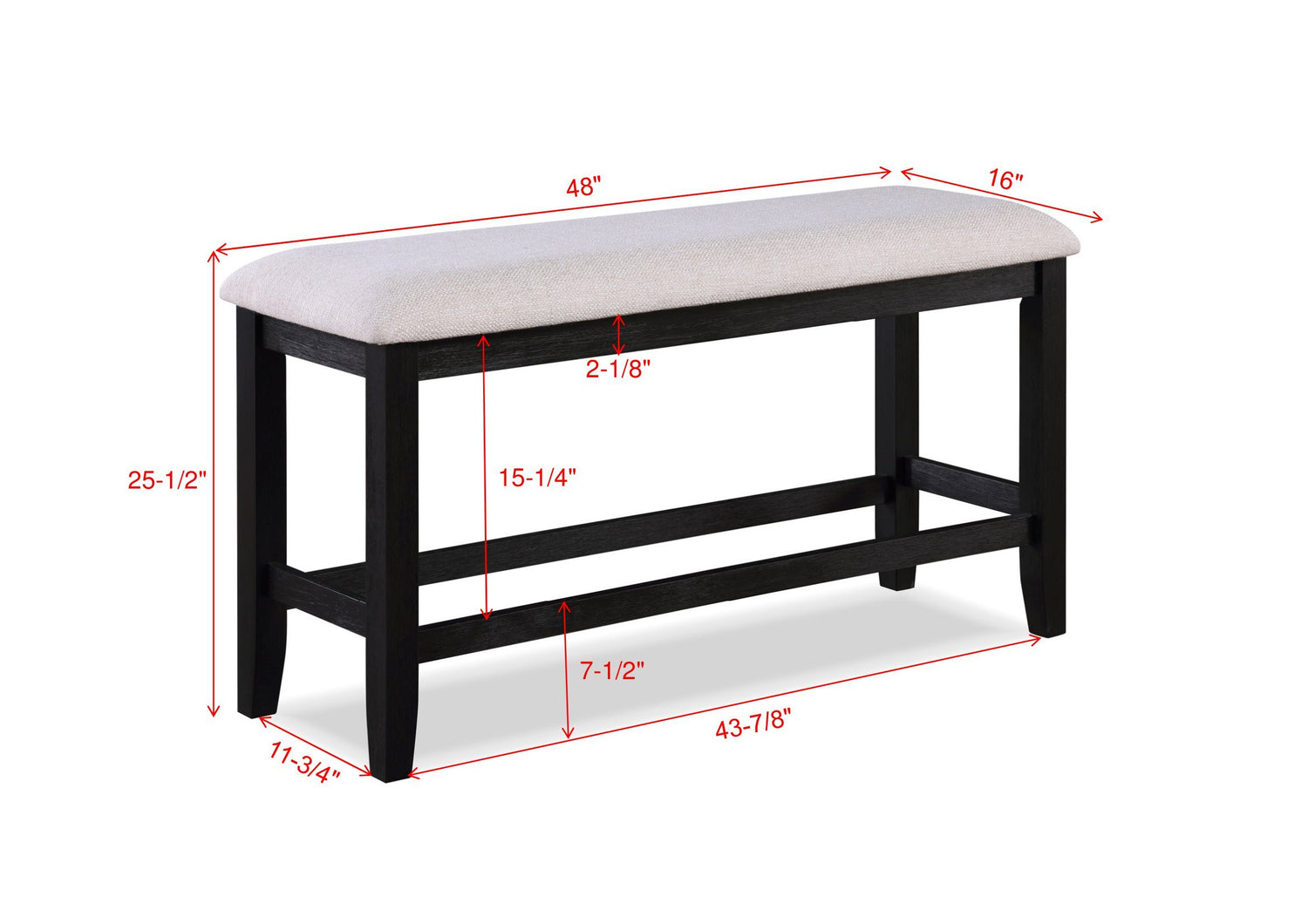 REGENT CNTR HT BENCH CHARCOAL BLACK
