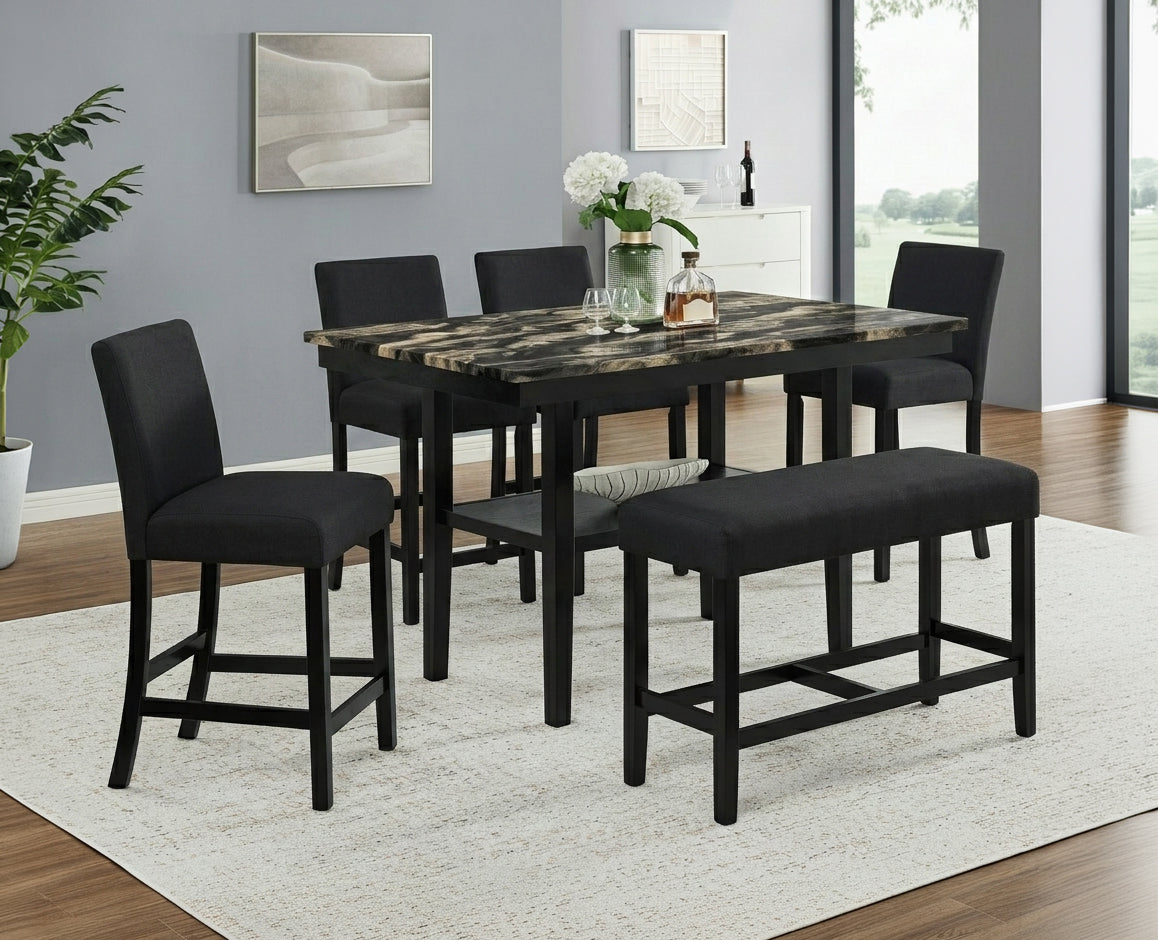 Marbel 5pk + Bench Ct Height Gold Black