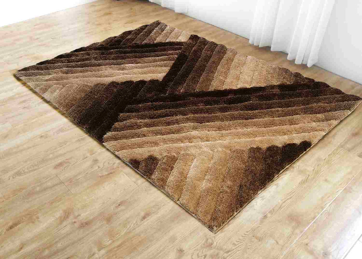 3d Shaggy Area Rug 396 Brown