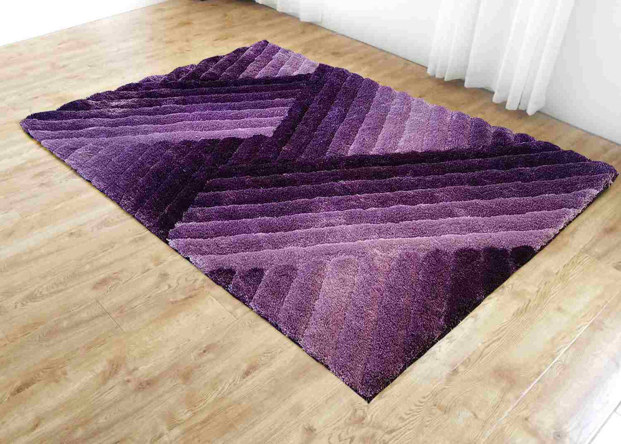 3d Shaggy Area Rug 396 Purple