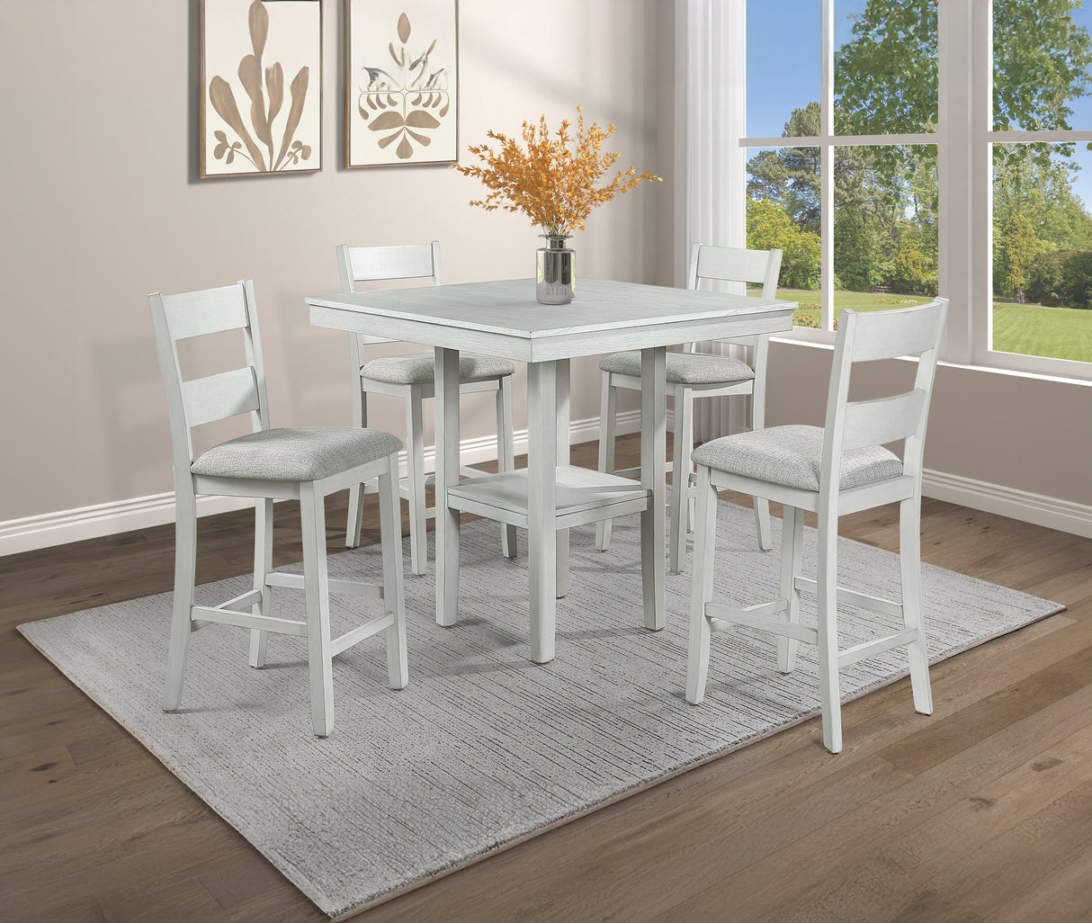 Lester 5-Piece Ct Height Table Set Driftwood
