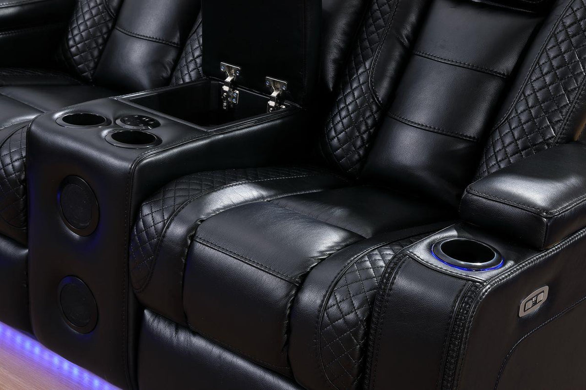 Knox (Power) Sofa Power Seat / Dropdown Table / Reading Light / Wireless Charger / Led Light - Black