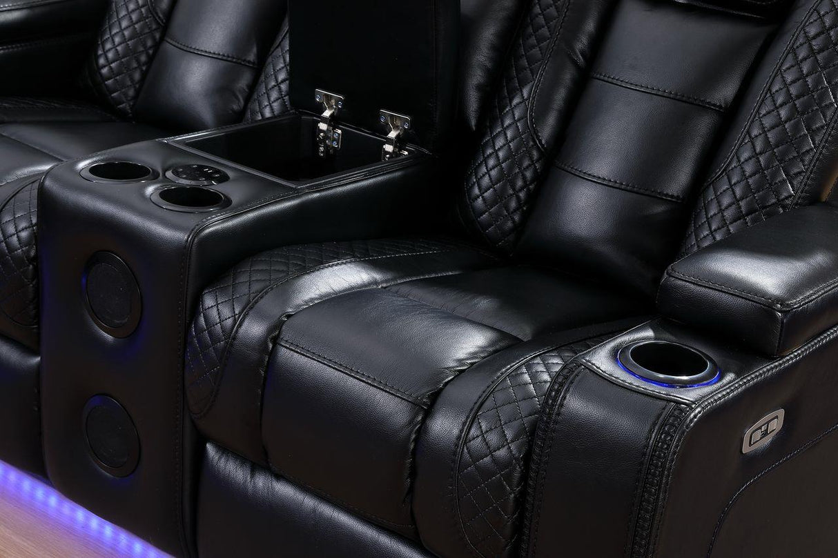 Knox (Black) (Power) Living Room Set - Black