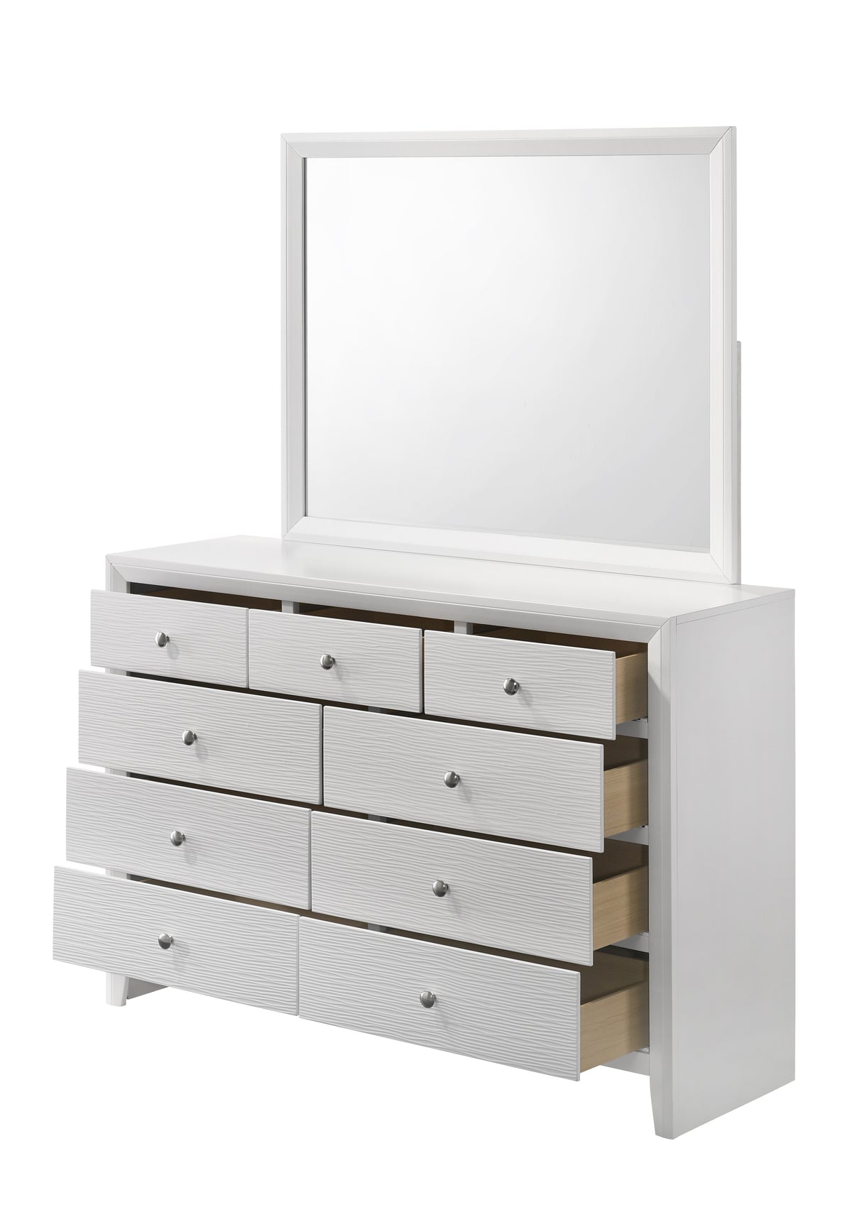 Denker-Evan White Bedroom Group dresser and mirror