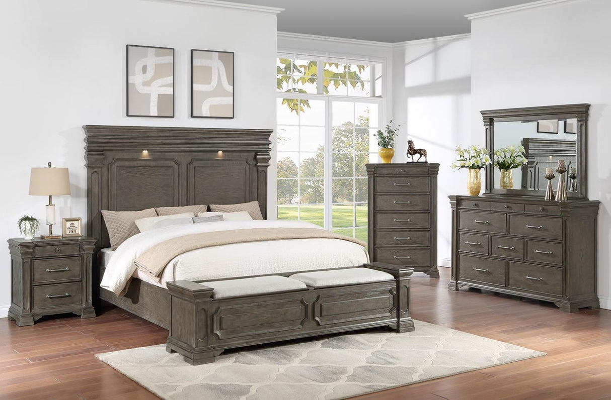 Flint Dark Grey 5-Piece (King Bed, Dresser, Mirror, Nightstand, Chest)