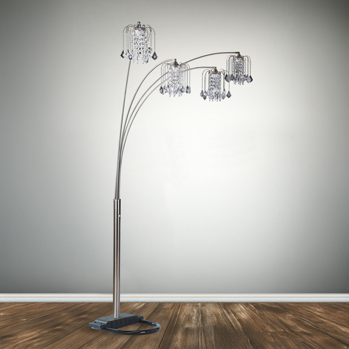 RAIN DROP ARC LAMP 84 H PEWTER