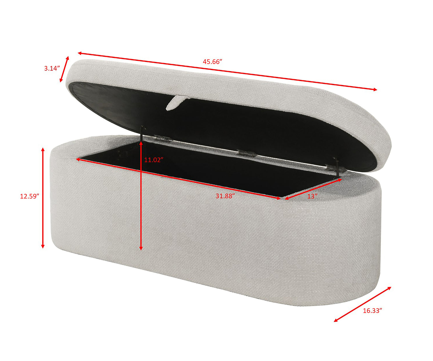 PHILIPA STORAGE BENCH-OATMEAL TWEED