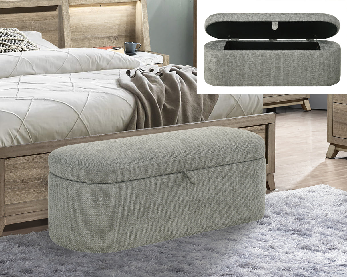 PHILIPA STORAGE BENCH- L.GREY TWEED