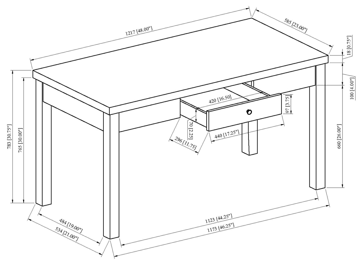 RYLEE FAUX MARBLE DESK
