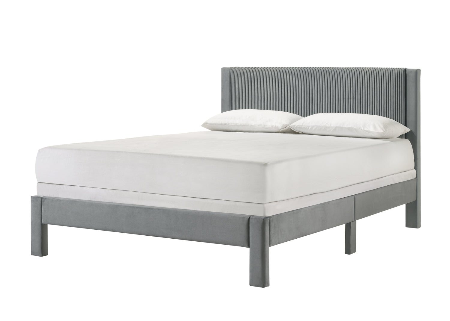 LUCIA QUEEN PLATFORM BED LIGHT GREY