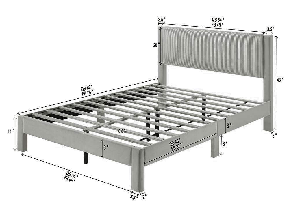 LUCIA QUEEN PLATFORM BED LIGHT GREY