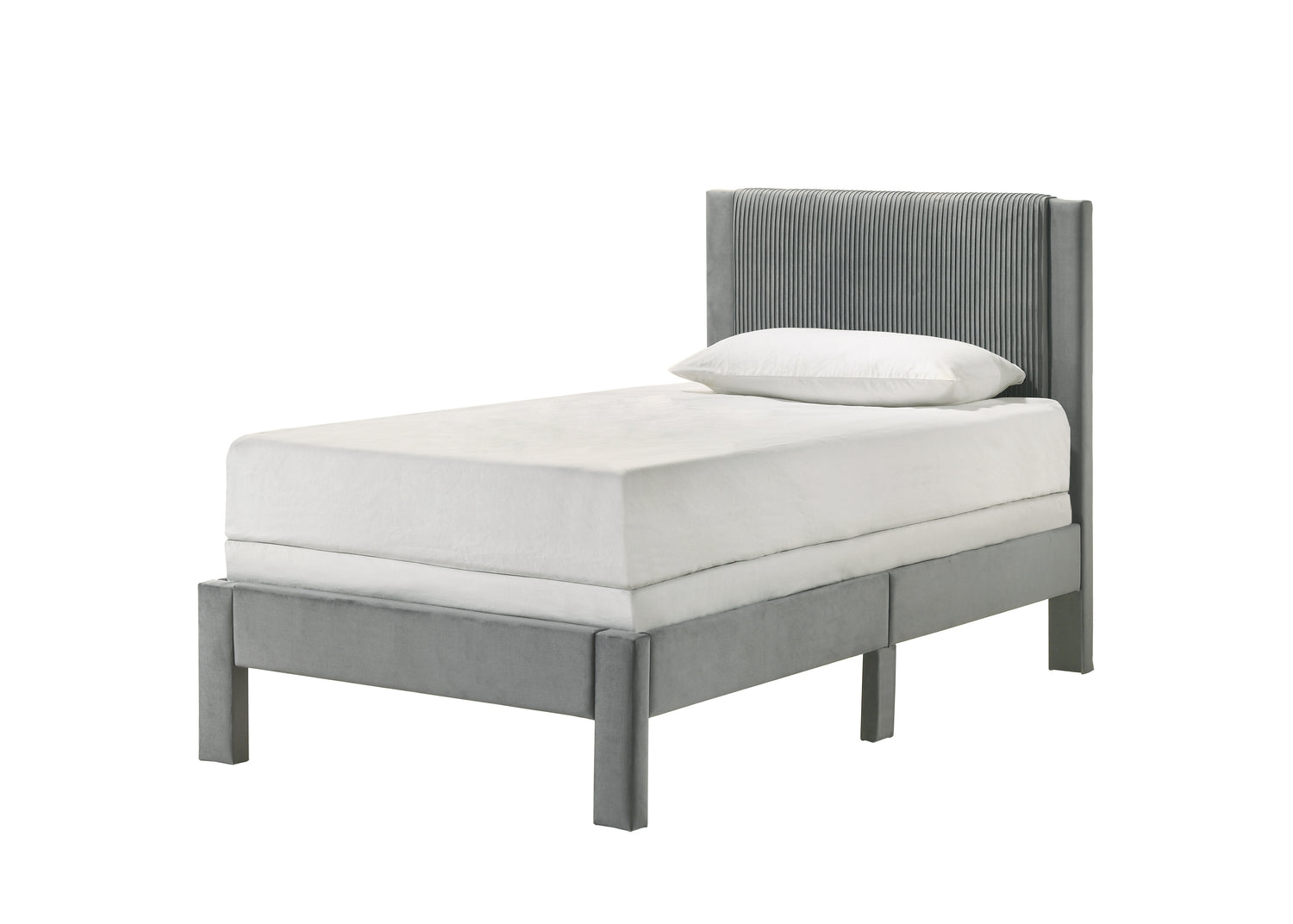 LUCIA TWIN PLATFORM BED LIGHT GREY