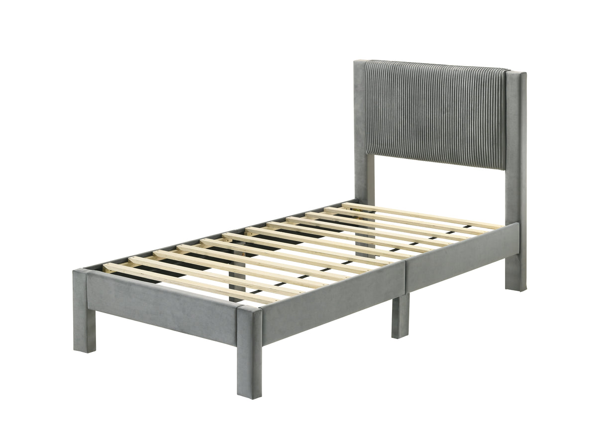 LUCIA TWIN PLATFORM BED LIGHT GREY