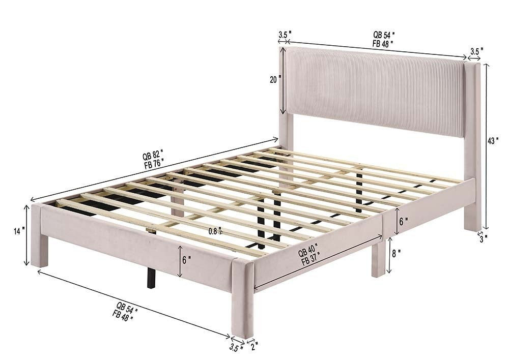 LUCIA QUEEN PLATFORM BED PINK