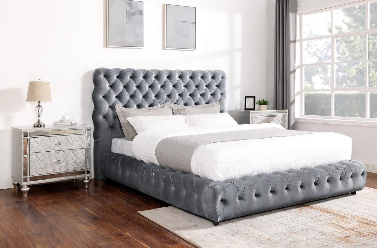 Flory Grey King Bed