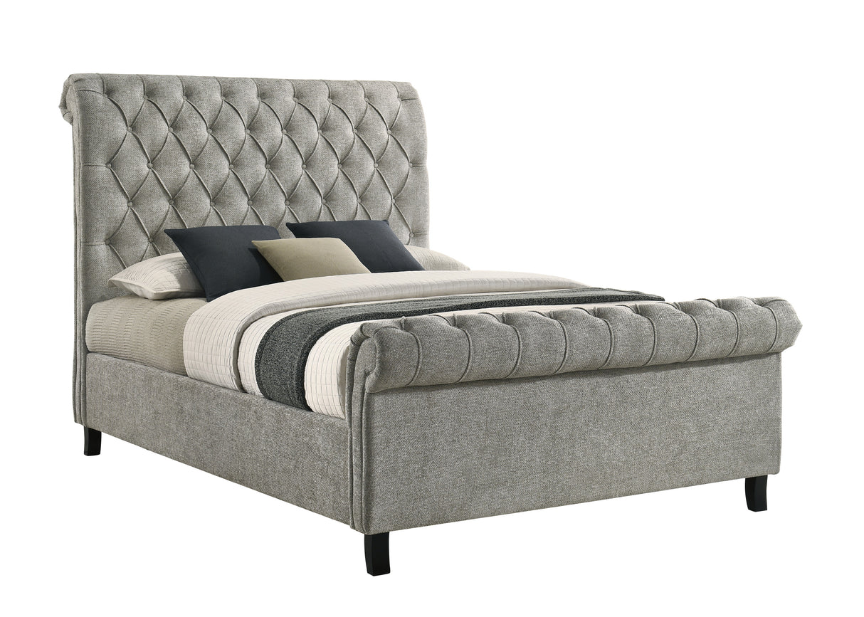 Kate Platform Bed L.Grey Tweed Queen bed