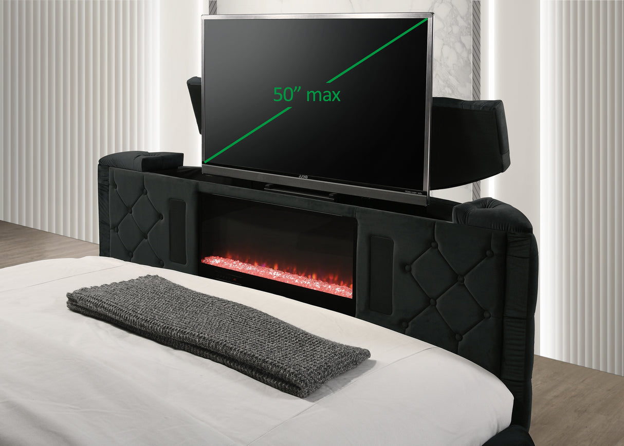 Voltare Fireplace/Tv Lift Bed Black