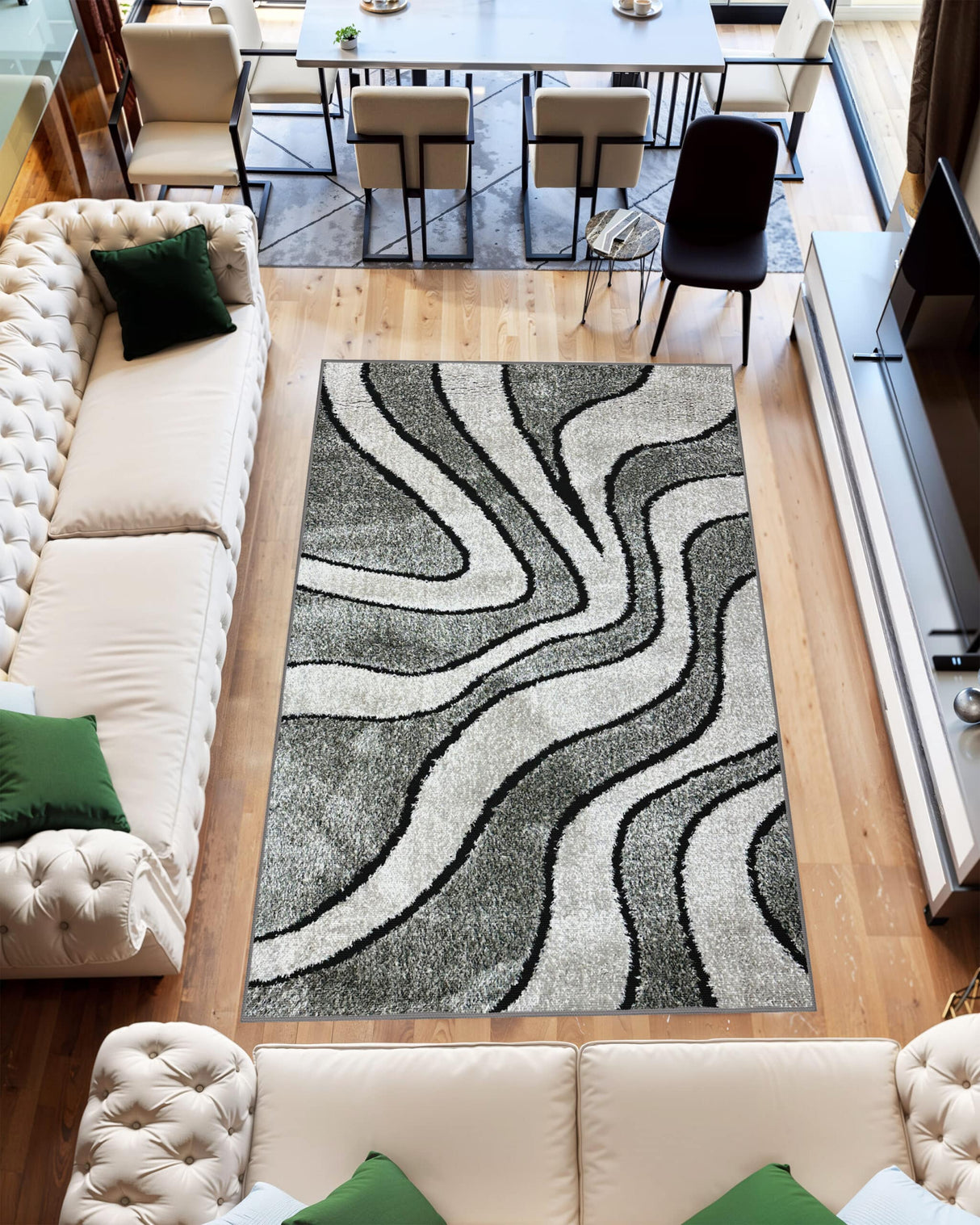 5d Shaggy Area Rug 6413 Grey