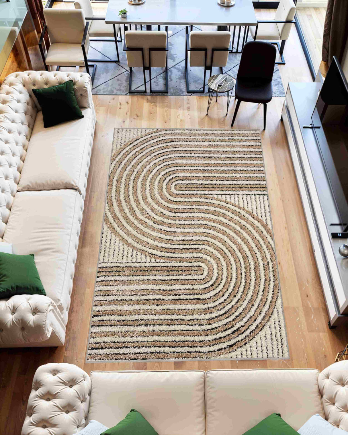 5d Shaggy Area Rug 6421 Cream