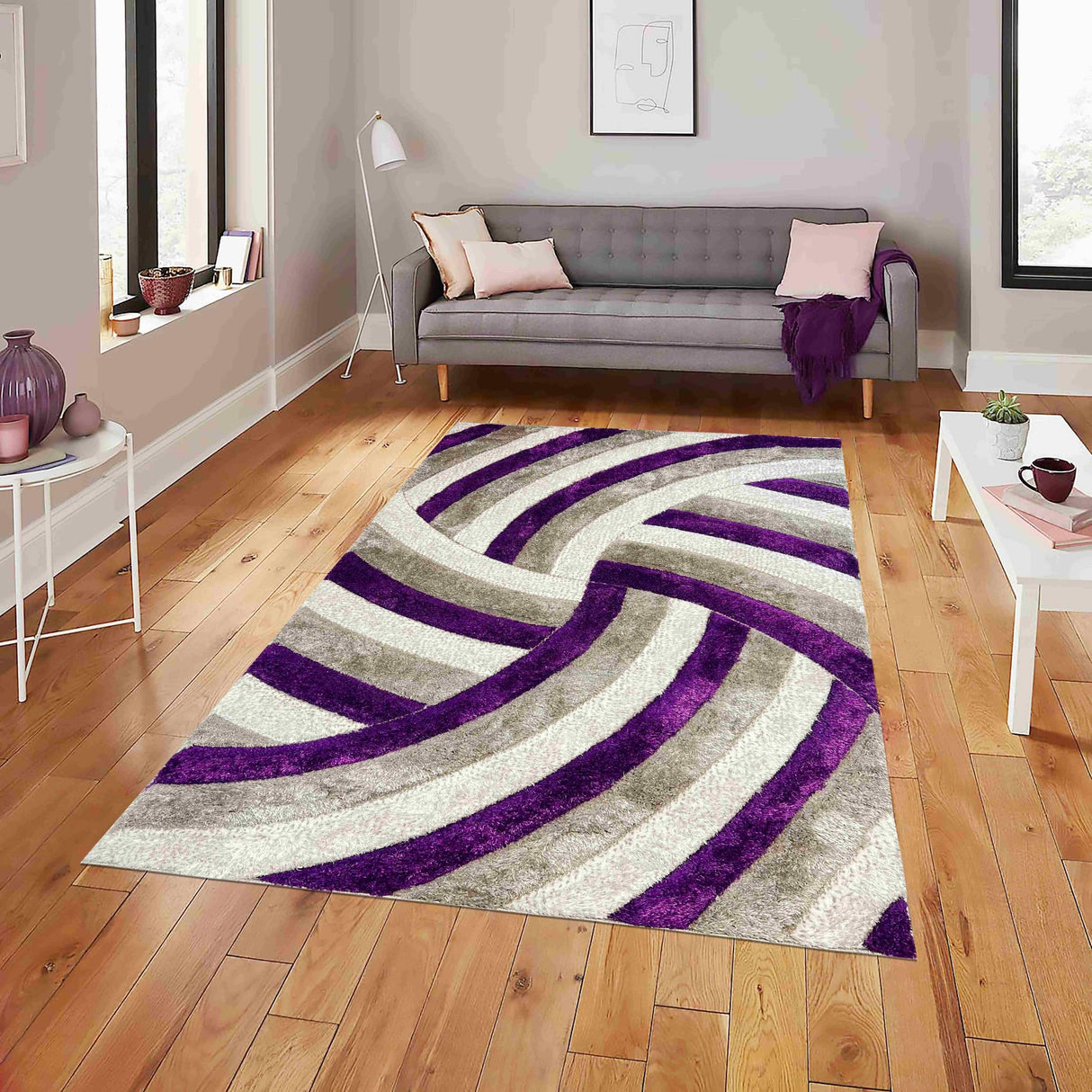 4d Shaggy Area Rug 6483 Purple