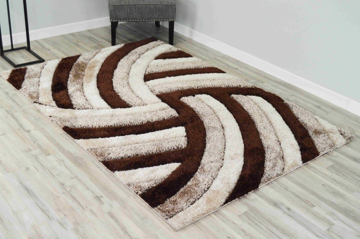 4d Shaggy Area Rug 6483 Brown