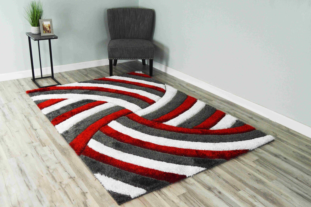 4d Shaggy Area Rug 6483 Red