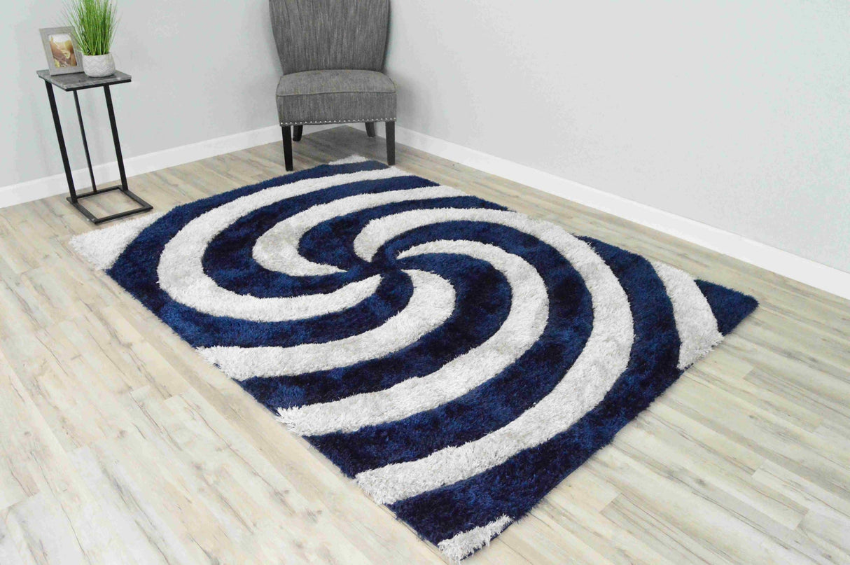 4d Shaggy Area Rug 6484 Navy