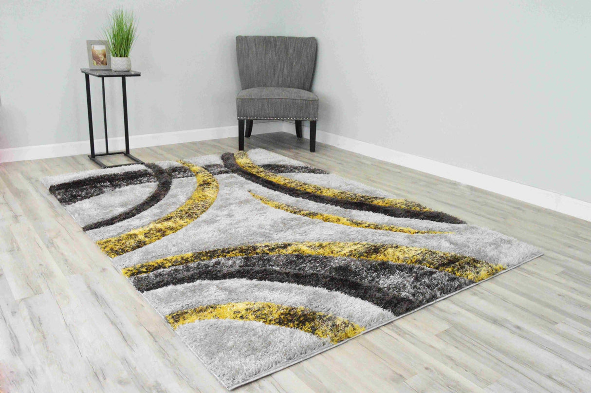 4d Shaggy Area Rug 6485 Yellow