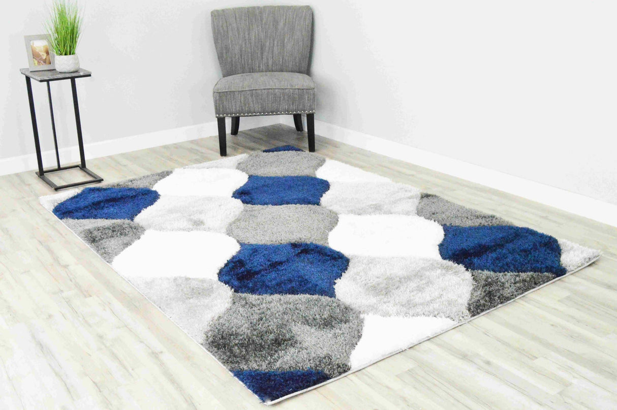 4d Shaggy Area Rug 6488 Navy