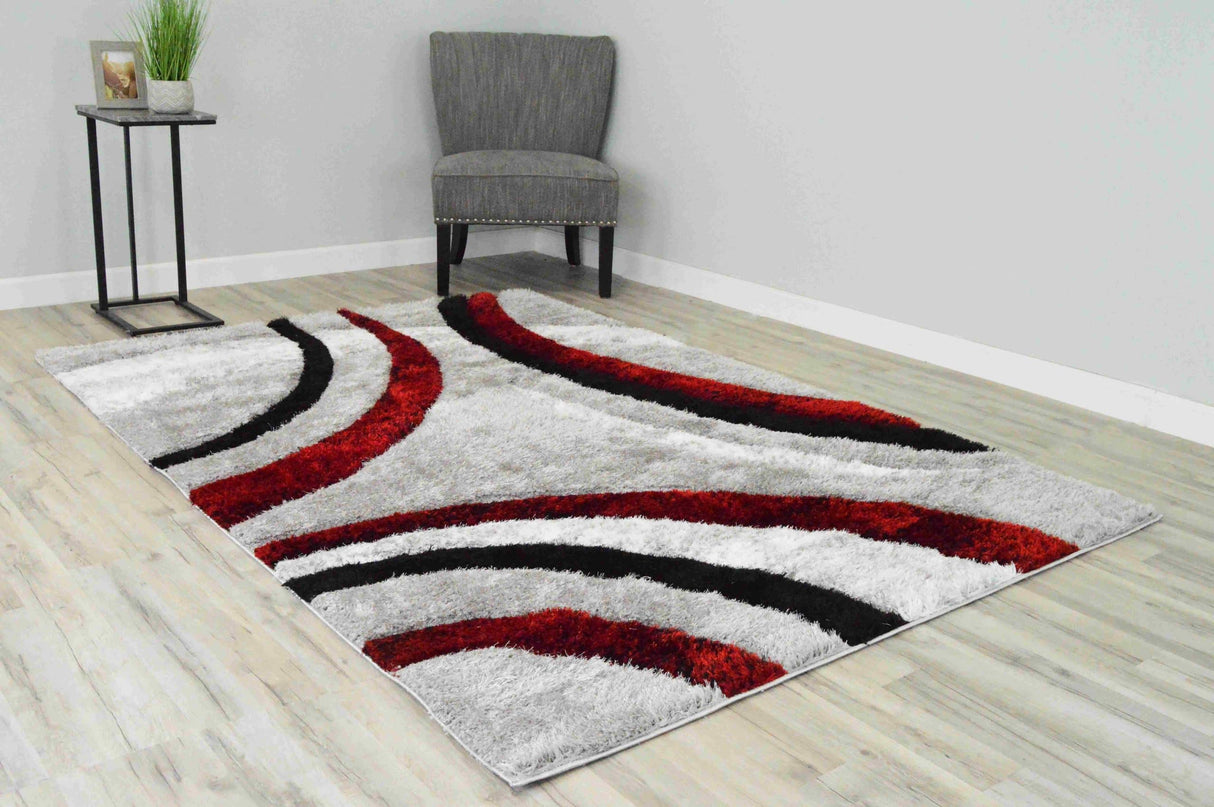 4d Shaggy Area Rug 6495 Red