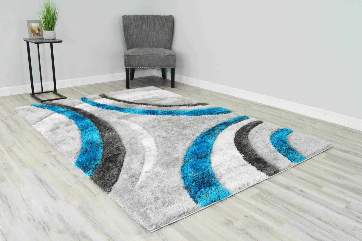 4d Shaggy Area Rug 6495 Turquoise